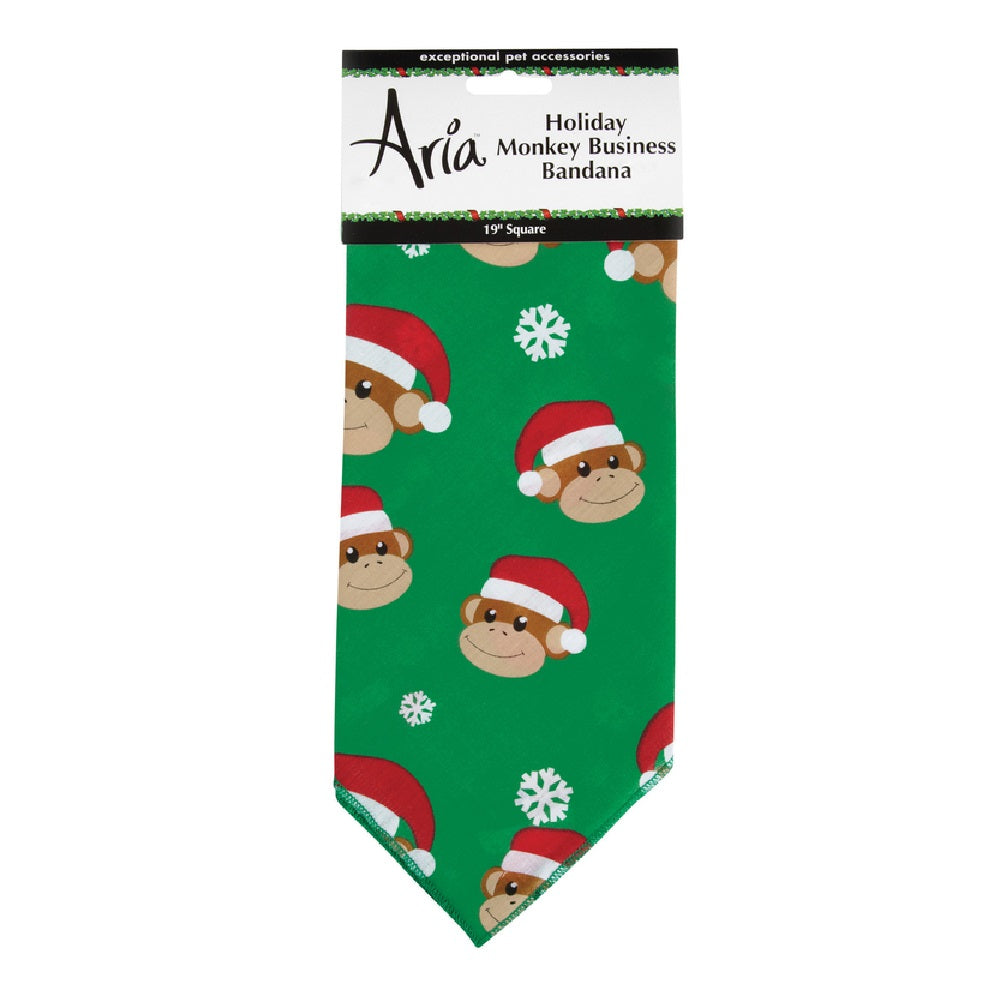 Aria DT4217 15 Holiday Monkey Business Bandana, Green
