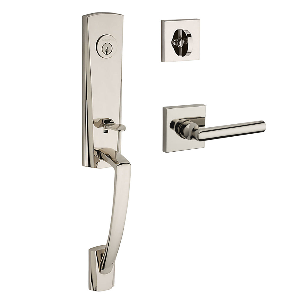 Baldwin Reserve Miami Tube Lever Door Handleset, Polished Nickel