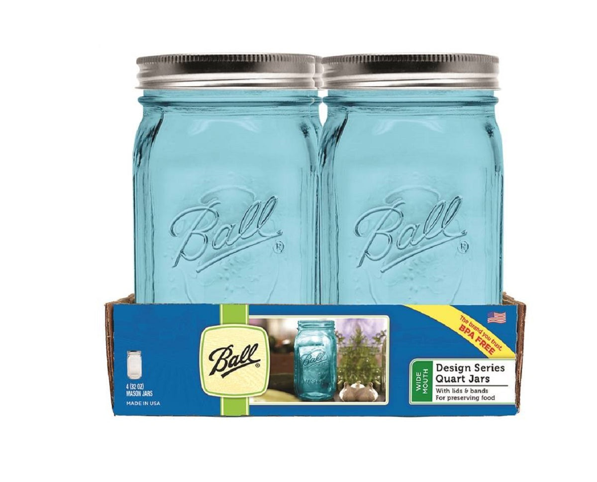Ball 1440069055 Regular Mouth Mason Jar, Box of 4, 32 Oz