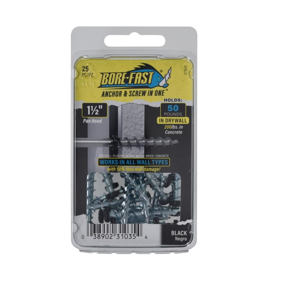 Bore-Fast 377624 Pan Head Screw and Anchor, Steel