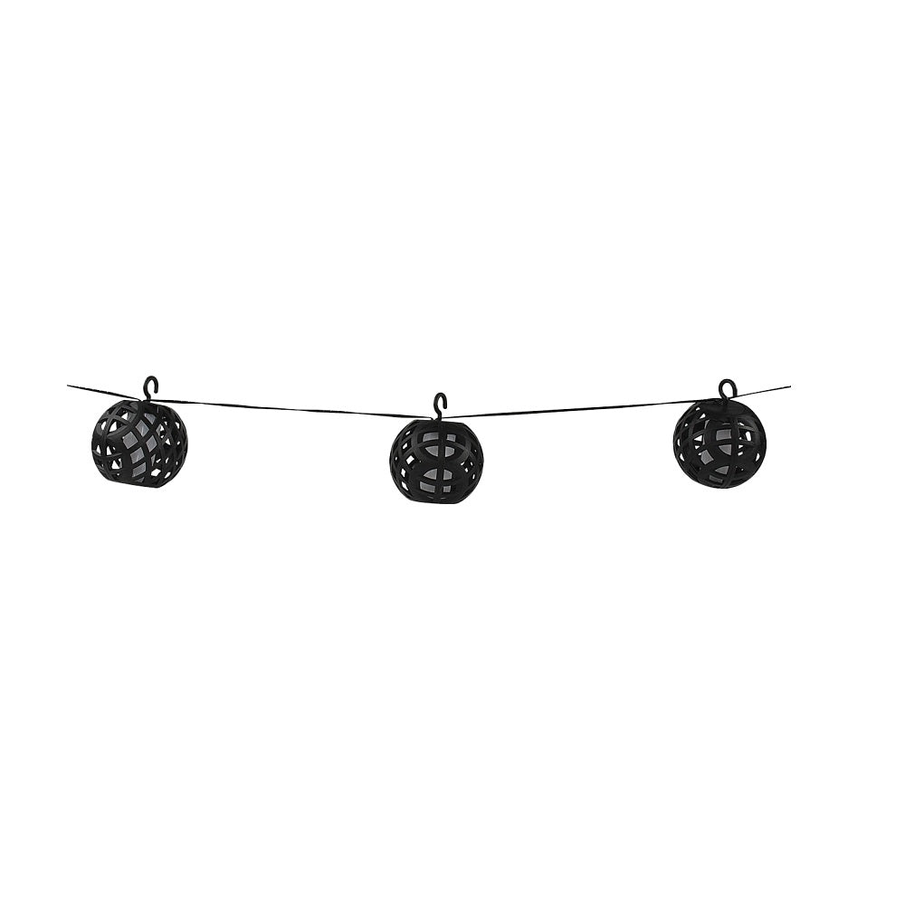 Boston Harbor 27100 Solar Dancing Flame Rattan Ball String Light, Black