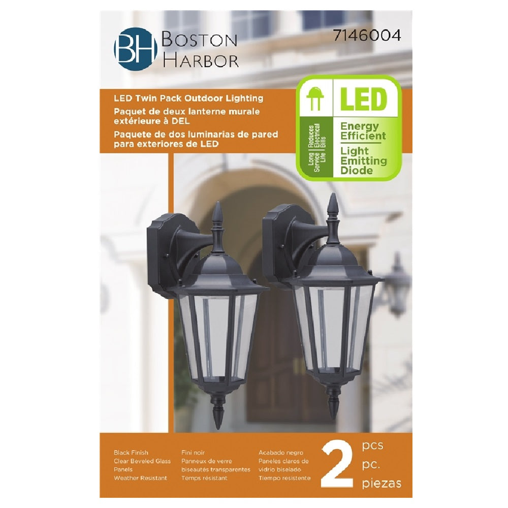 Boston Harbor 0024-WD-2PK Twin Pack Outdoor Lighting, Black
