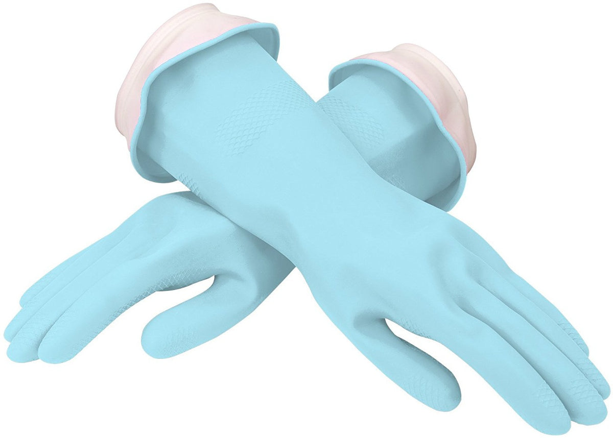 Casabella 46100 WaterBlock Cleaning Gloves, Latex, Blue, Small