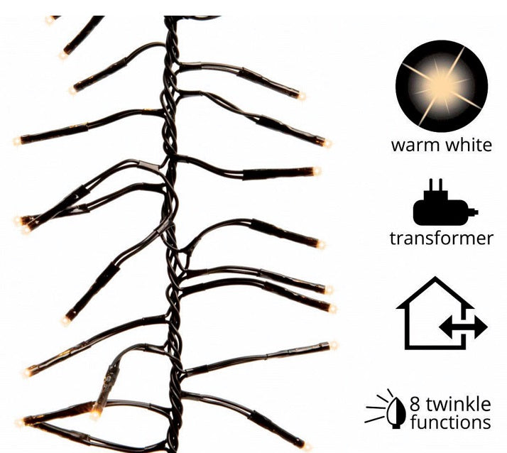 Celebrations 987494 LED Twinkle Cluster Christmas Lights, Warm White, 1120 Lights