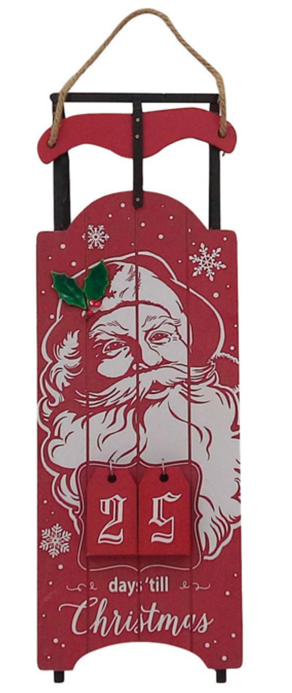 Celebrations XW37230 Countdown Santa Christmas Sleigh, Red/White