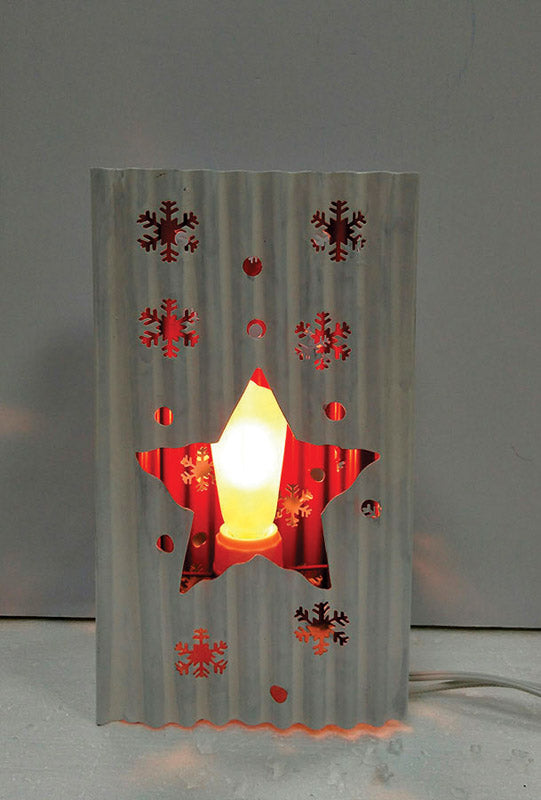 Celebrations 23128-71 Christmas Waved Star Pathway Markers, Metal, Red/Grey