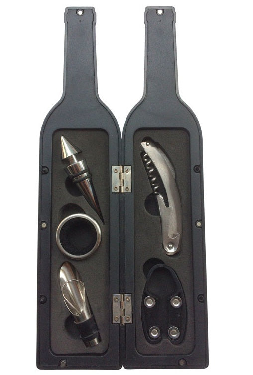 Clos Du Mirage YS-WBG001 Wine Opener Gift Set, Black and Silver