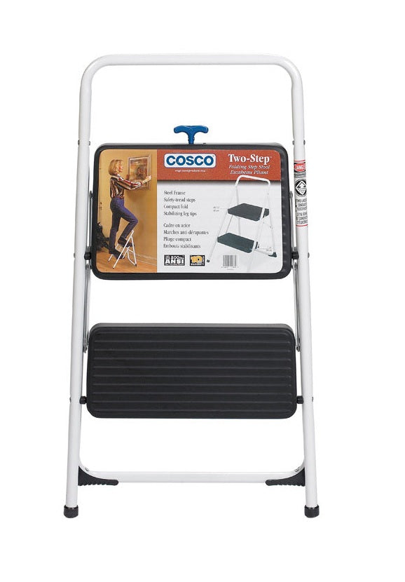 Cosco 11-135-CLGG4 Folding Step Stool, Steel, Black