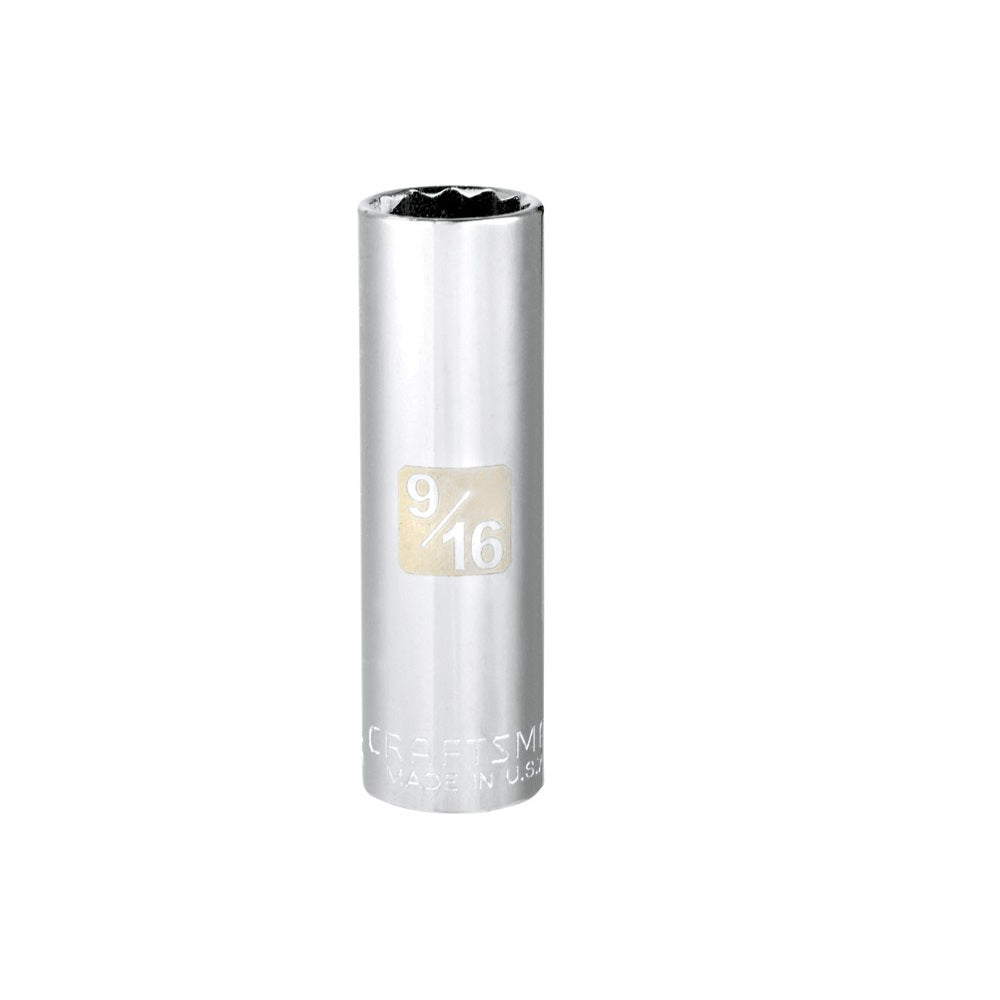 Craftsman CMMT43313 SAE 12 Point Deep Socket, 9/16 Inch x 3/8 Inch