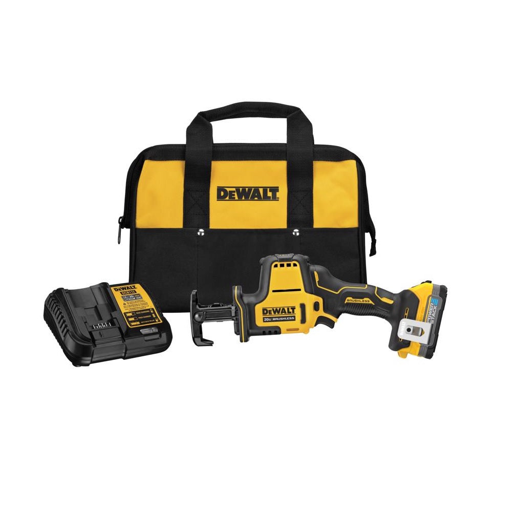 DeWalt DCS369E1 Powerstack Reciprocating Saw Kit, 20 Volt