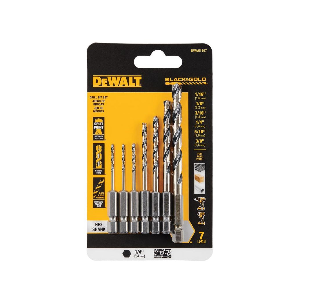 DeWalt DWAH1107 Impact Ready Drill Bit Set, High Speed Steel