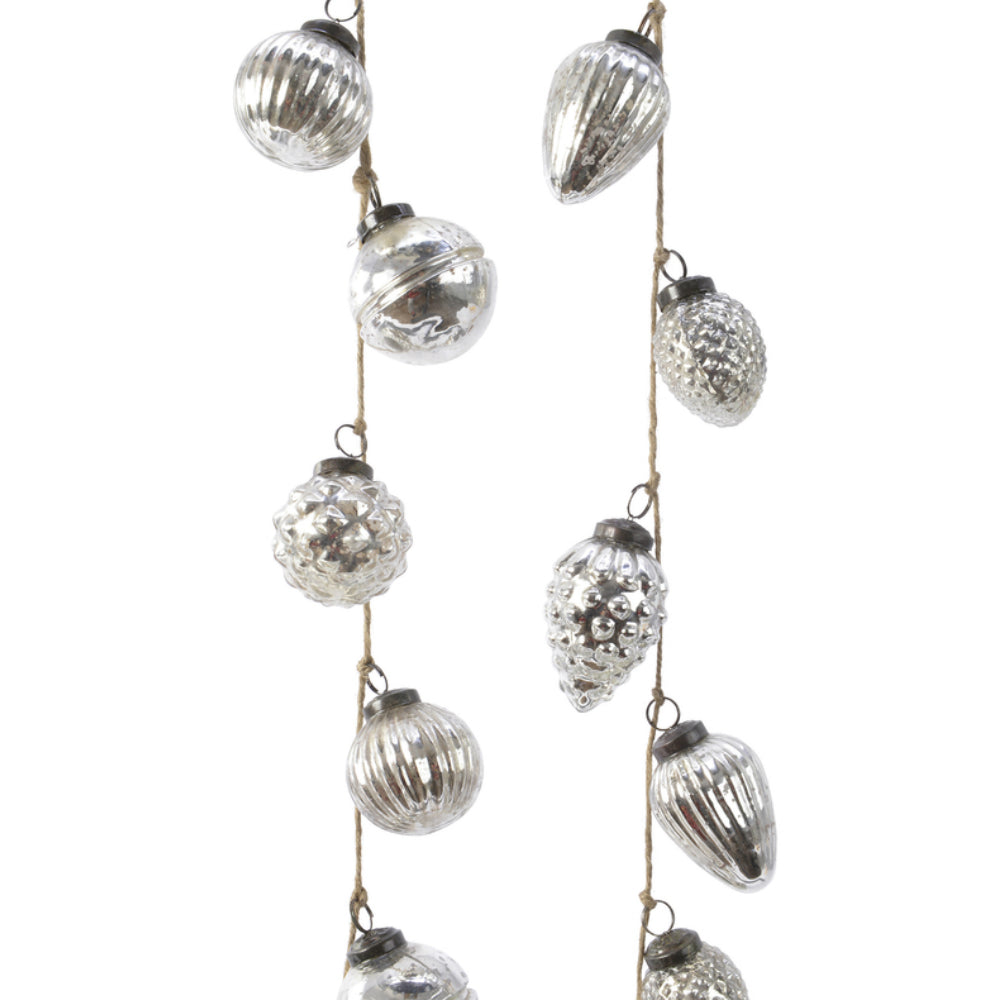Decoris 191242 Christmas Bauble Garland Decoration, Silver