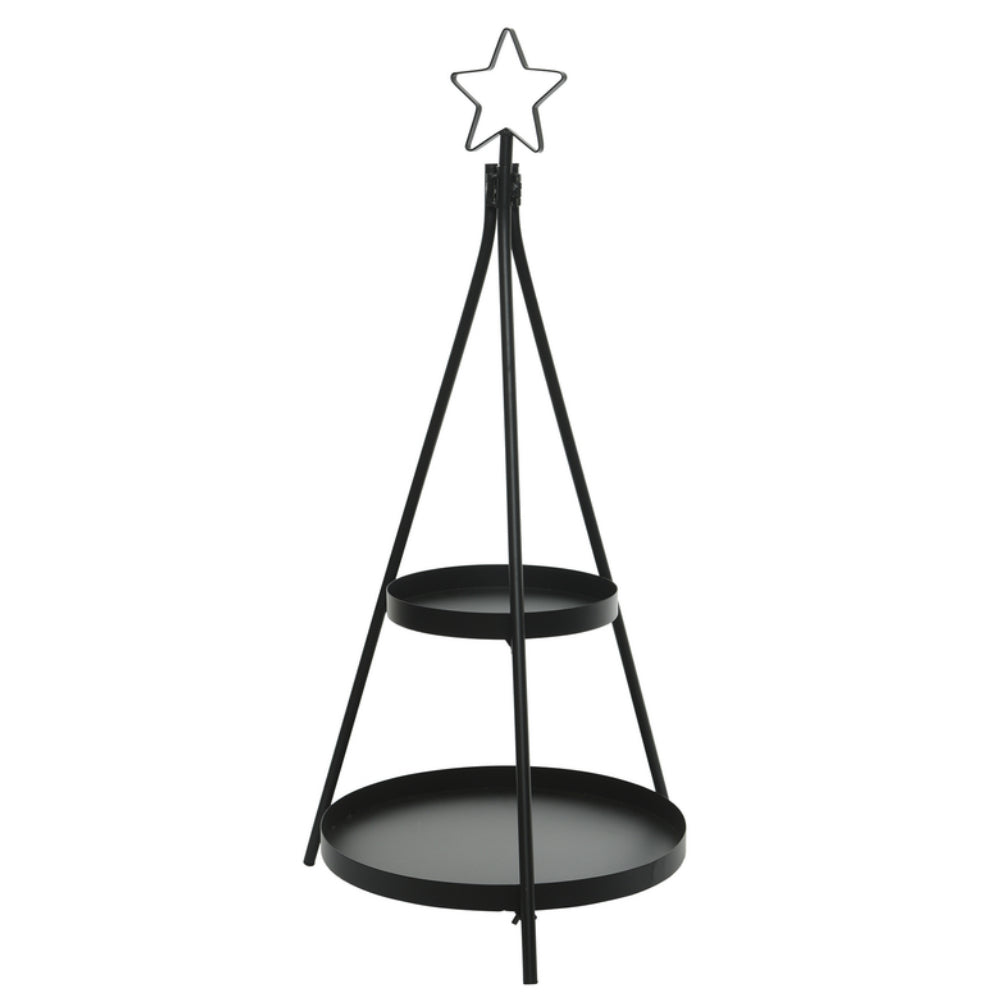 Decoris 380203 Christmas Tree Rack with Layer, Black