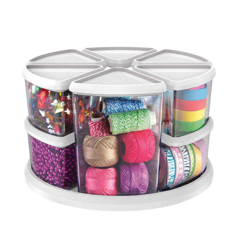 Deflect-O 3901CR 360 Rotating Carousel Organizer, Plastic, Gloss, White