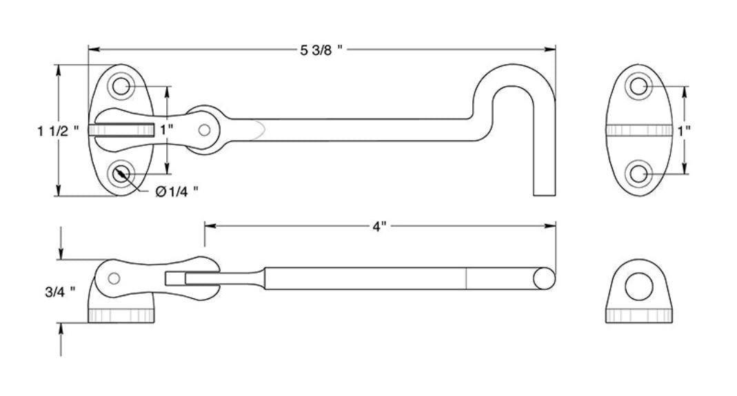 Deltana CHK4U10B Cabin Swivel Hooks, Oil Rubbed Bronze, 4"
