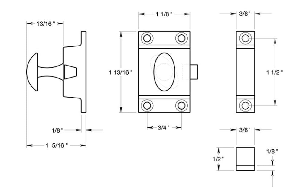 Deltana CL1532U5 Cabinet Lock, Antique Brass, 1-1/5" x 1-4/5"