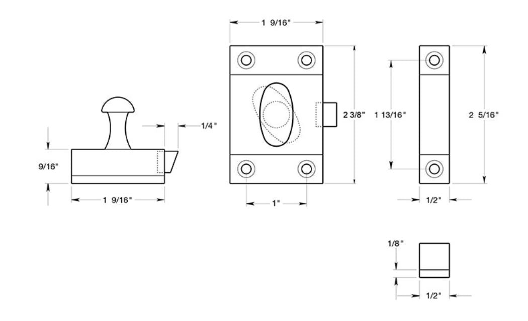 Deltana CL1580U14 Cabinet Lock, Bright Nickel, 1-3/5" X 2-3/10"