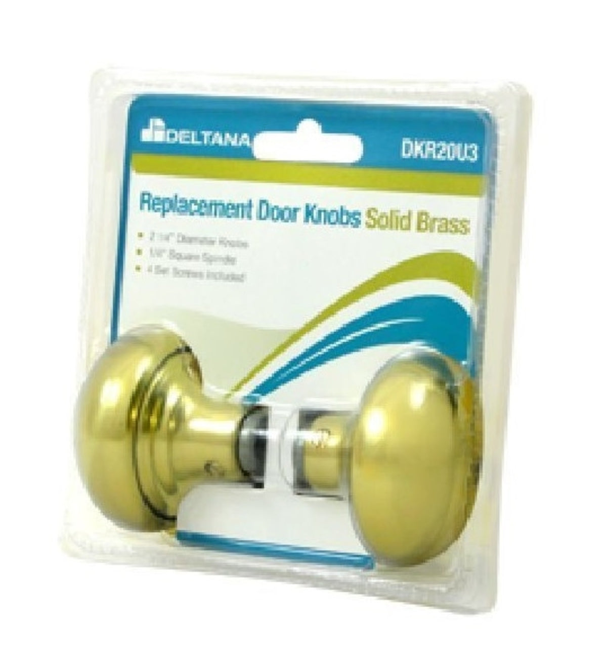 Deltana DKR20U3 Replacement Door knobs, Bright Brass