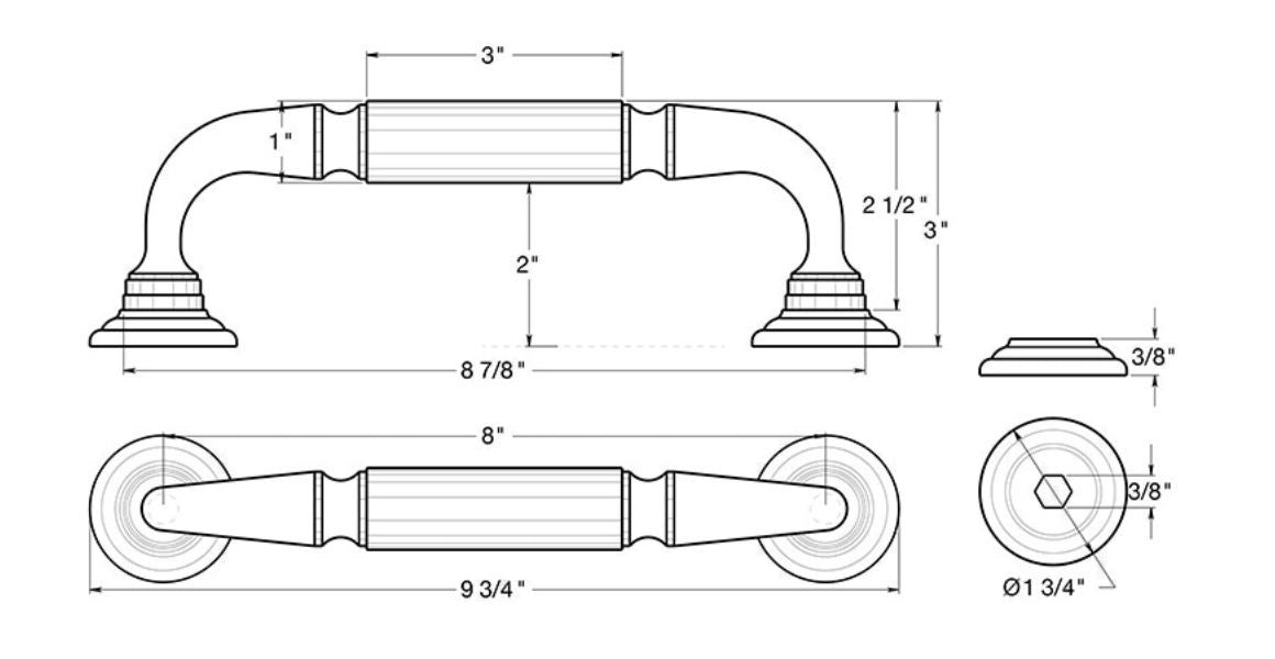 Deltana DP2576U15 Door Pull with Rosette, 8", Satin Nickel