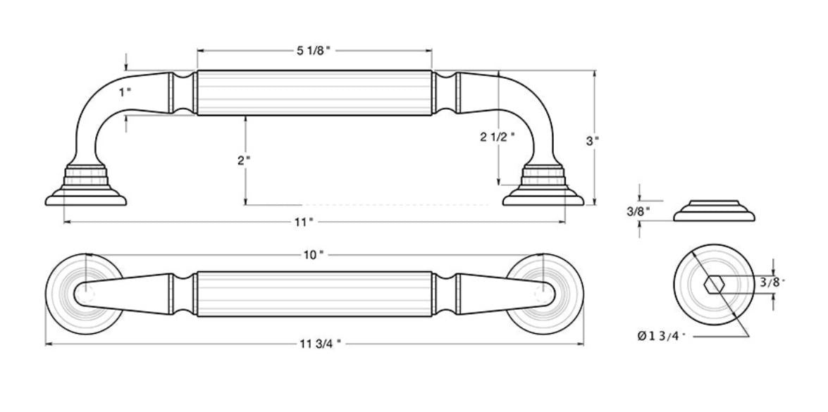 Deltana DP2578U15 Door Pull with Rosette, 10", Satin Nickel