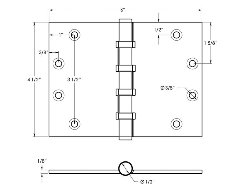 Deltana DSB4560BB10B Square Corner Hinge, Oil Rubbed Bronze
