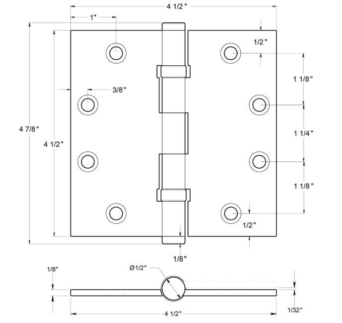 Deltana DSB45NB10WL Ball Bearings Square Hinge, White Bronze Light