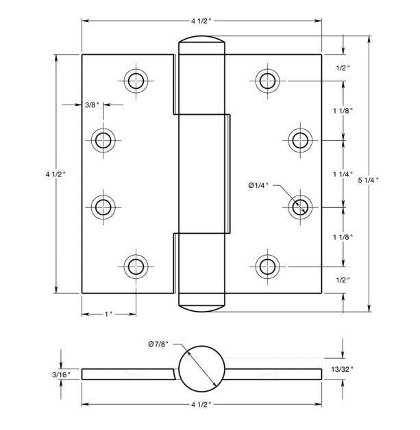 Deltana DSB45RM10WL Full Mortise Hinge, White Bronze Light