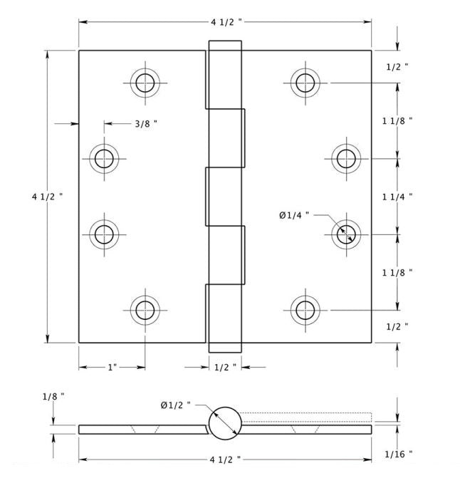 Deltana DSB4510WL Square Hinge, White Bronze Light