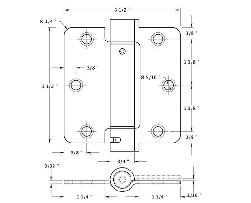 Deltana DSH35R426 Spring Hinge, Bright Chrome
