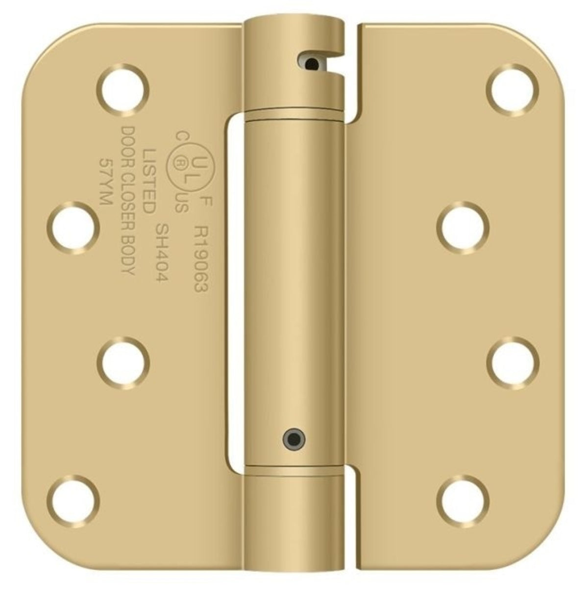 Deltana DSH4R54-Z Radius Spring Hinge, Satin Brass, 4" x 4"