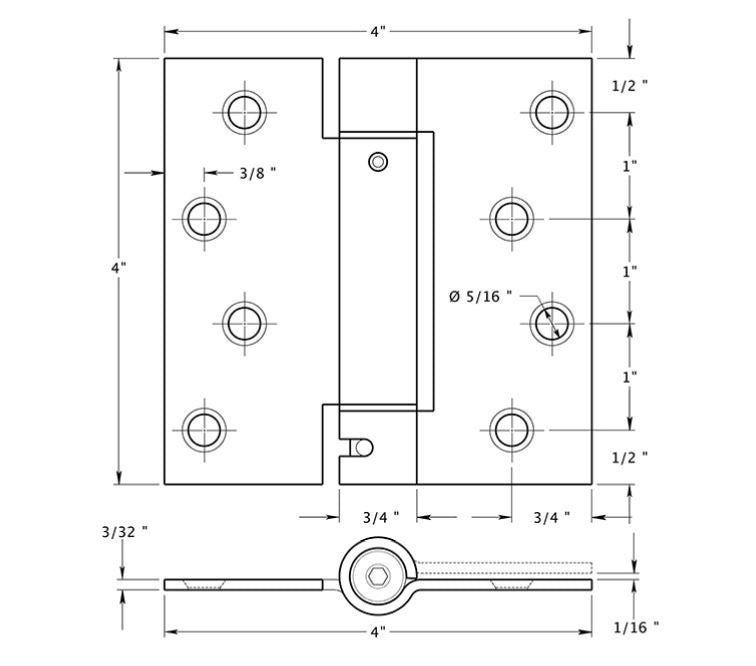Deltana DSH44U26 Spring Hinge, Bright Chrome, 4" x 4"
