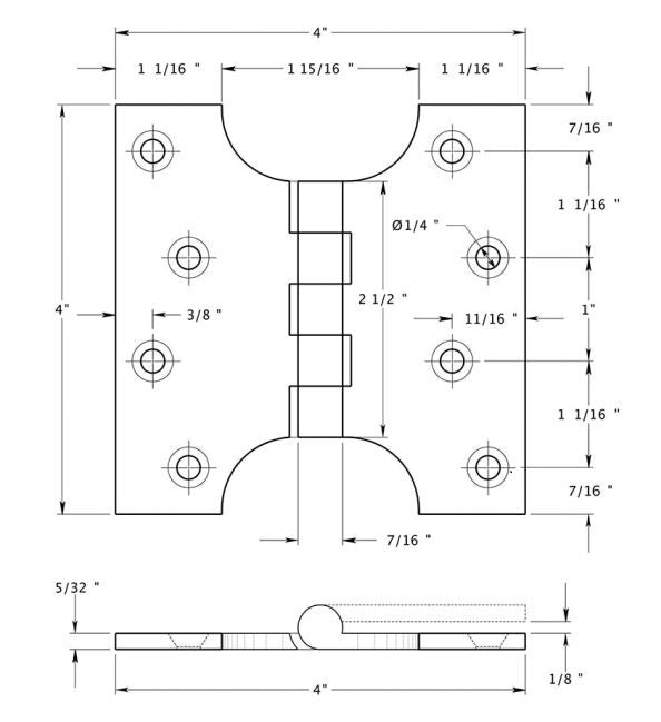 Deltana DSPA4040U15A Parliament Hinge, Antique Nickel, 4" x 4"