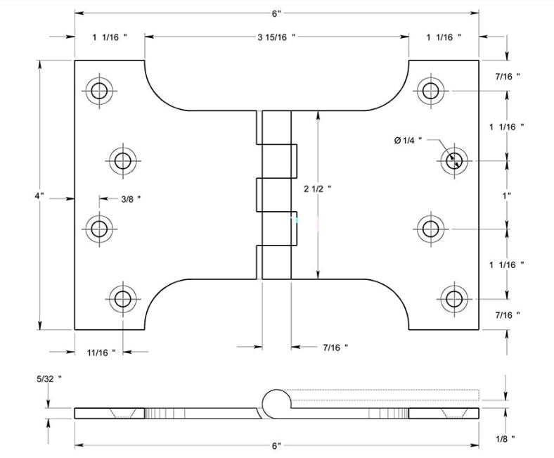 Deltana DSPA4060U10B Parliament Hinge, Oil Rubbed Bronze, 4" x 6"