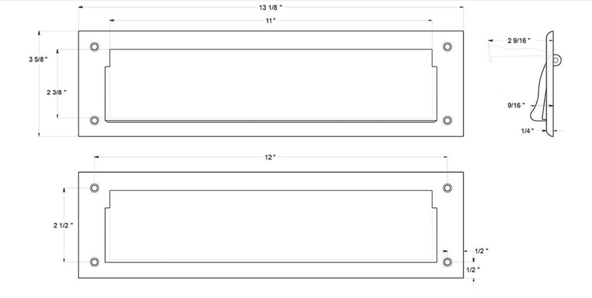 Deltana MS212U3 Mail Slot With Interior Flap, Bright Brass