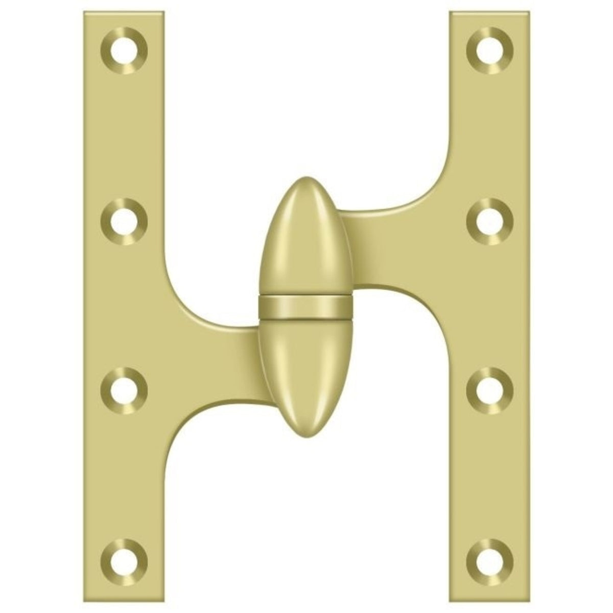 Deltana OK6050B3-L Door Hinge, Bright Brass, 6" x 5"