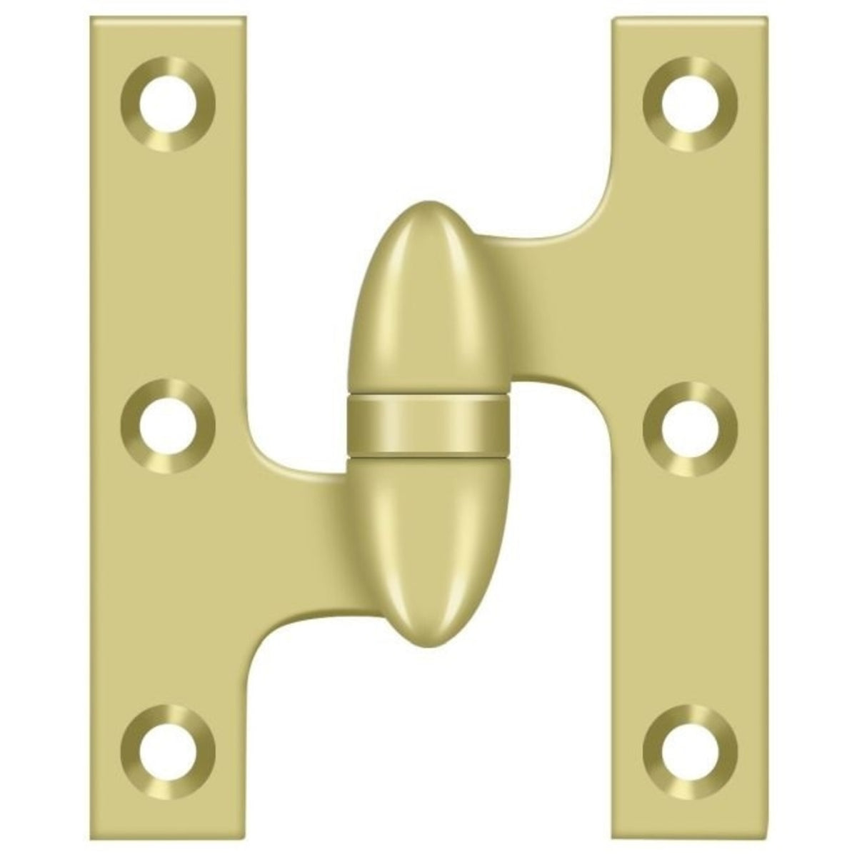 Deltana OK3025B3-L Olive Knuckle Hinge, Bright Brass