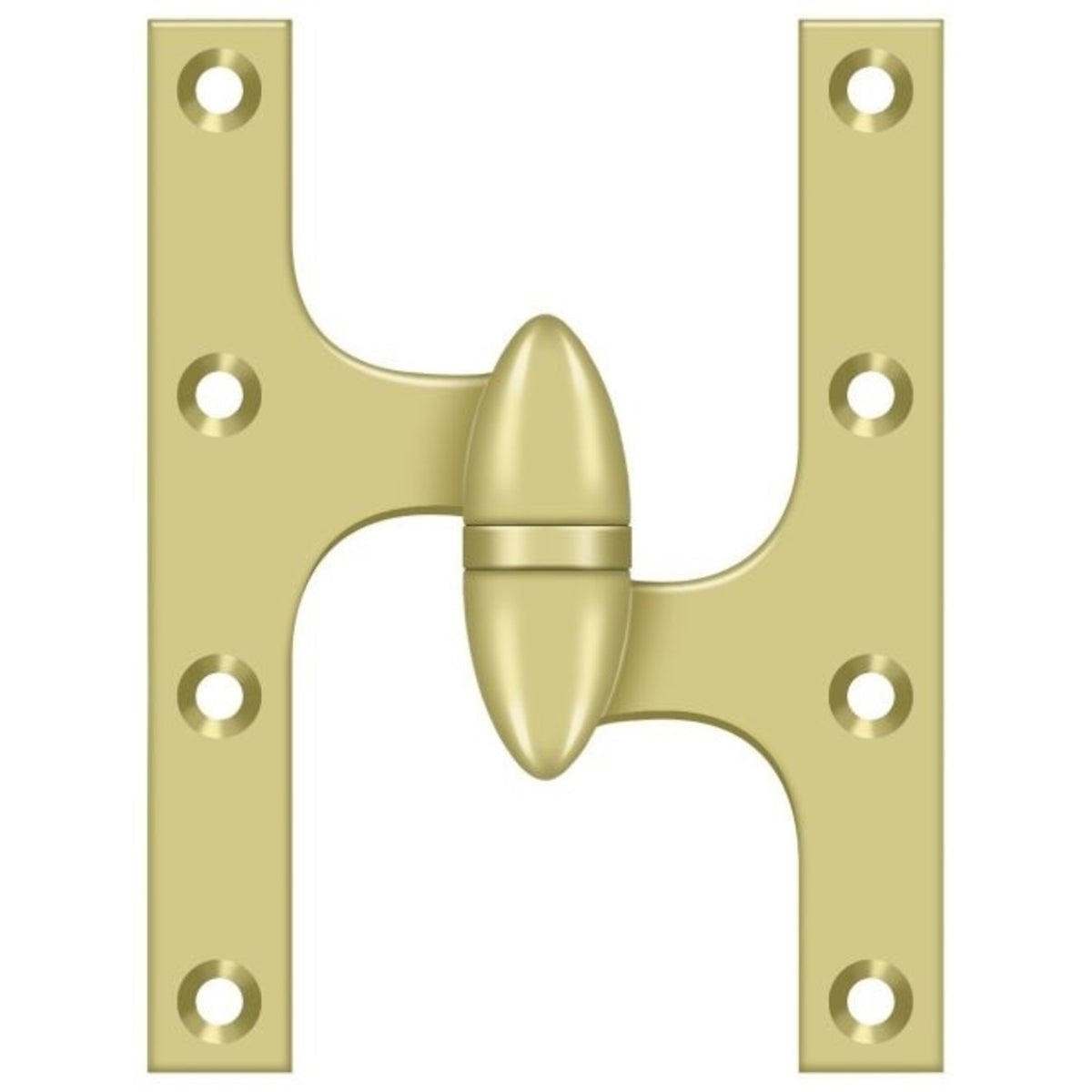 Deltana OK6045B3-R Door Hinge, Bright Brass, 6" x 4-1/2"