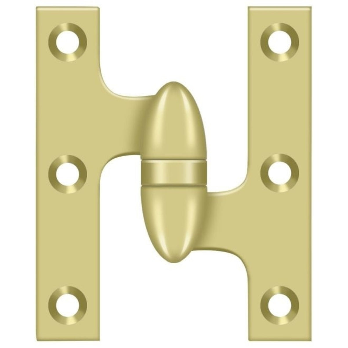 Deltana OK3025B3-R Olive Knuckle Hinge, Bright Brass