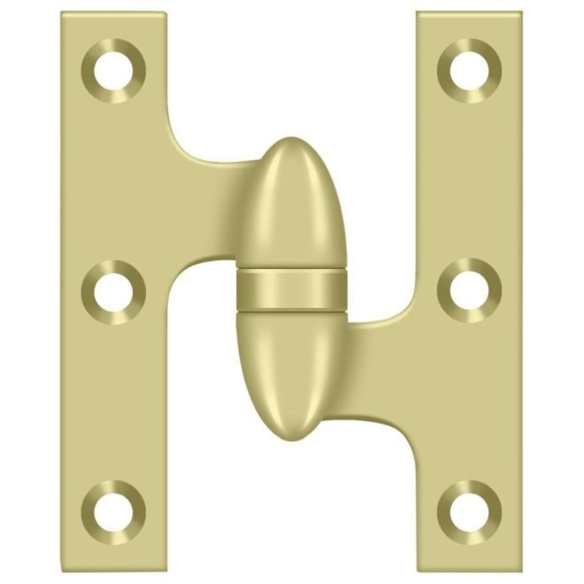 Deltana OK3025B3UNL-R Olive Knuckle Hinge, Unlacquered Bright Brass