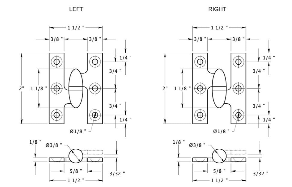 Deltana OK2015CR003-L Olive Knuckle Hinge, Lifetime Brass