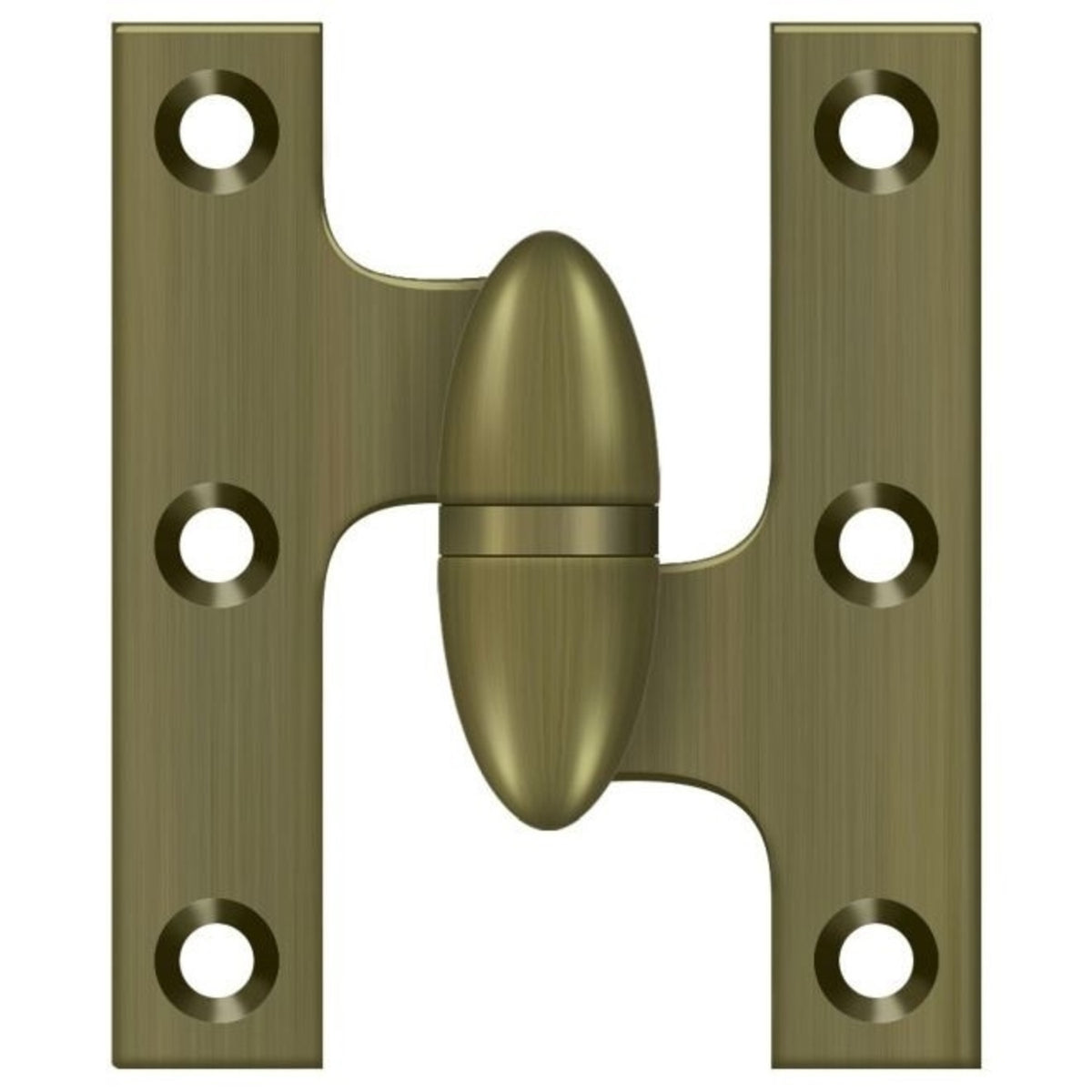 Deltana OK2520U5-R Olive Knuckle Hinge, Antique Brass