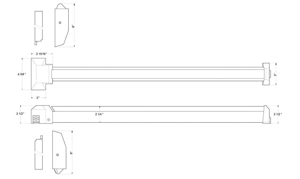 Deltana PDVR36-AL Vertical Rod Panic Device, Aluminum, 36"