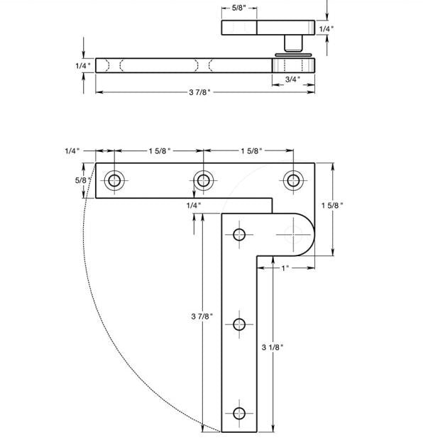 Deltana PH35U3 Pivot Hinge, Bright Brass