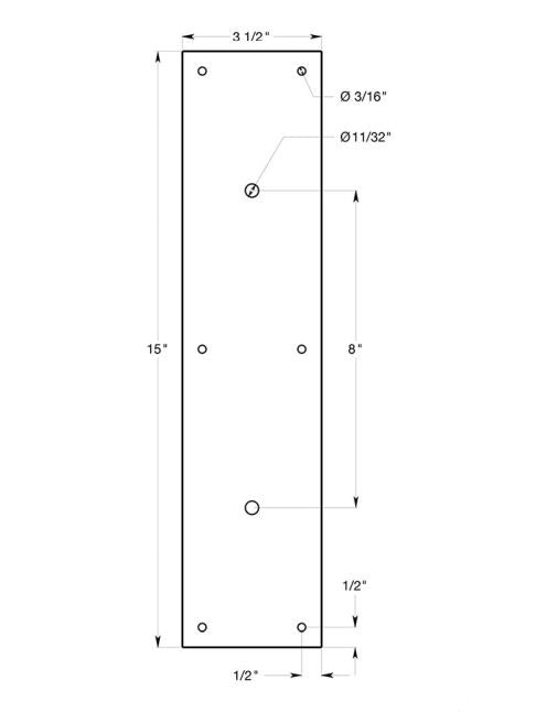 Deltana PPH3515U15A Push Plate For Door Pull, Antique Nickel, 15"
