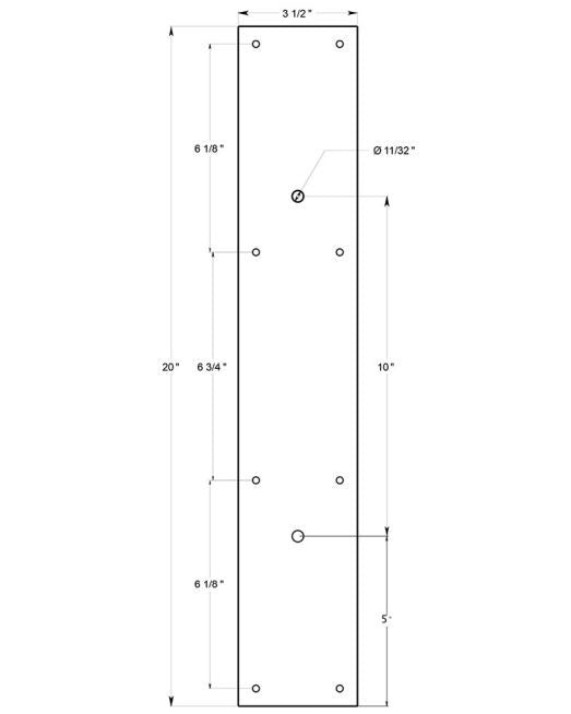 Deltana PPH3520U10B Push Plate For Door Pull, Oil Rubbed Bronze, 20"