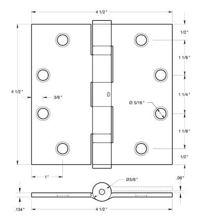 Deltana S45BBNUSPW Ball Bearing Square Door Hinge, Prime Coat White, 4-1/2" x 4-1/2"