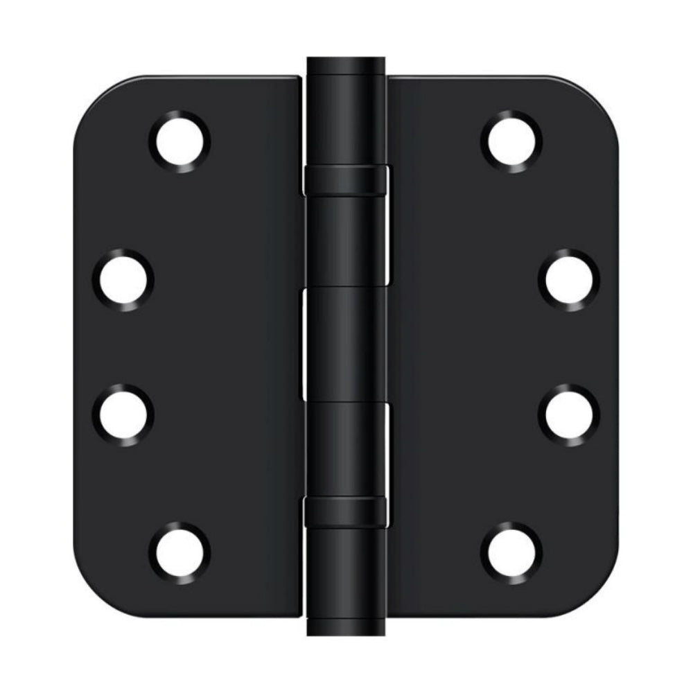 Deltana S44R5HDB1B Ball Bearing Radius Door Hinge, Flat Black, 4" x 4"