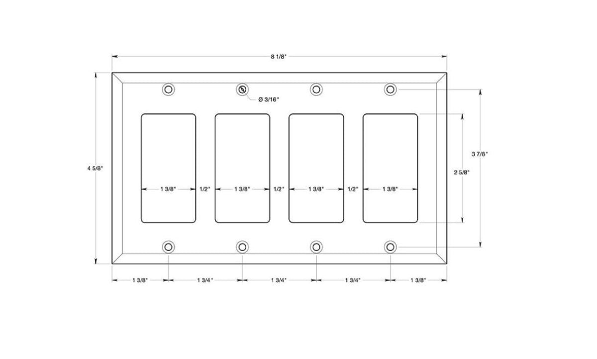 Deltana SWP4744CR003 Quadruple Rocker Switch Plate, Lifetime Brass