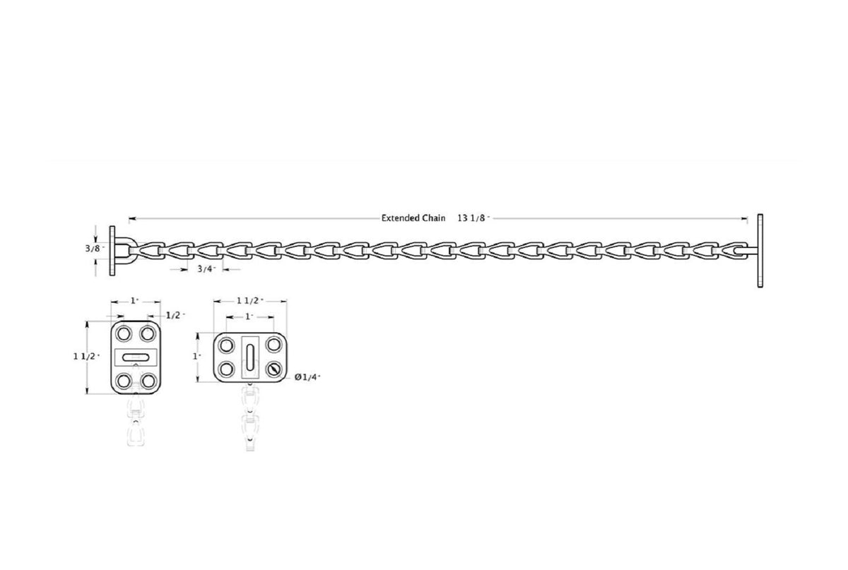 Deltana TC82U15 Door Guards and Chain, Satin Nickel, 12"