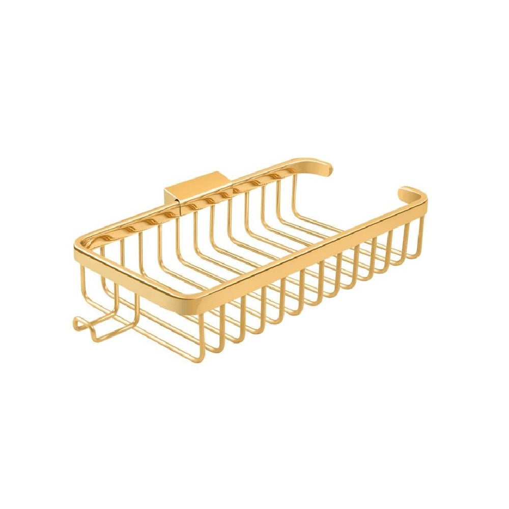Deltana WBR1052HCR003 Rectangular Wire Basket with Hook, 10", Lifetime Brass